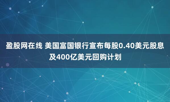 盈股网在线 美国富国银行宣布每股0.40美元股息及400亿美元回购计划