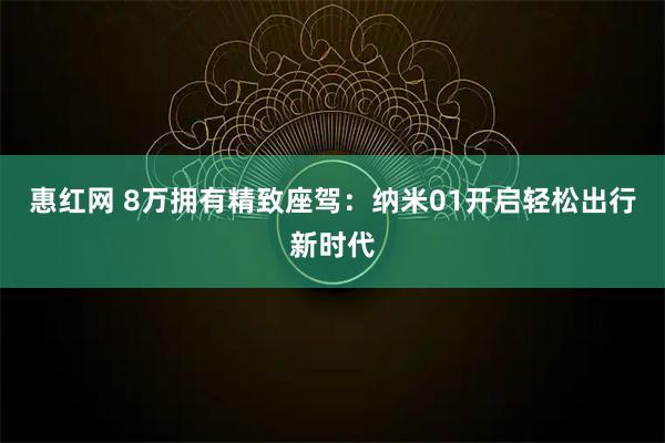 惠红网 8万拥有精致座驾：纳米01开启轻松出行新时代